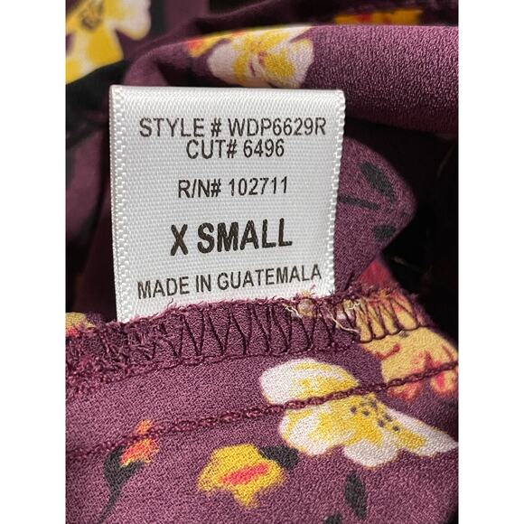 Gibson Blouse Floral Faux Wrap Top Long Sleeve Womens Size XS Purple WDP6629R - Picture 10 of 10